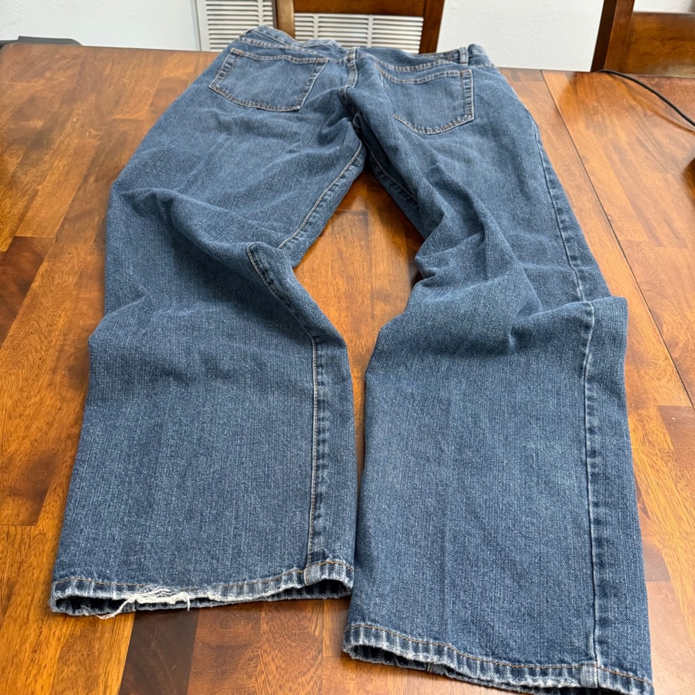 Calvin Klein Jeans Mens Blue Denim Straight Leg Jeans Size 34x32 Distressed Hem - Picture 5 of 10